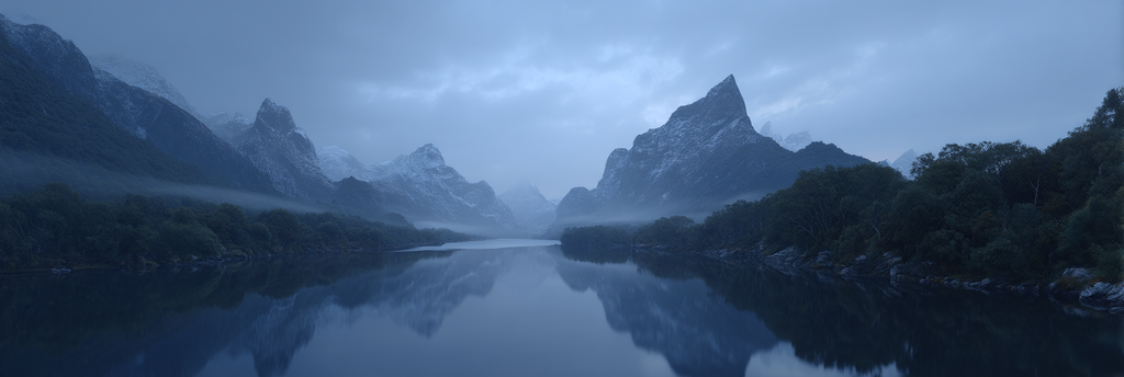 Ruhige Landschaft Mit Bergen Und Fluss Morgendämmerung | Seen und Unterwasserwelten | Landschaften