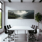 Ruhige Landschaft Mit See Und Bergen Mit Nebel Und Schnee
