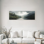 Ruhige Landschaft Mit See Und Bergen Mit Nebel Und Schnee