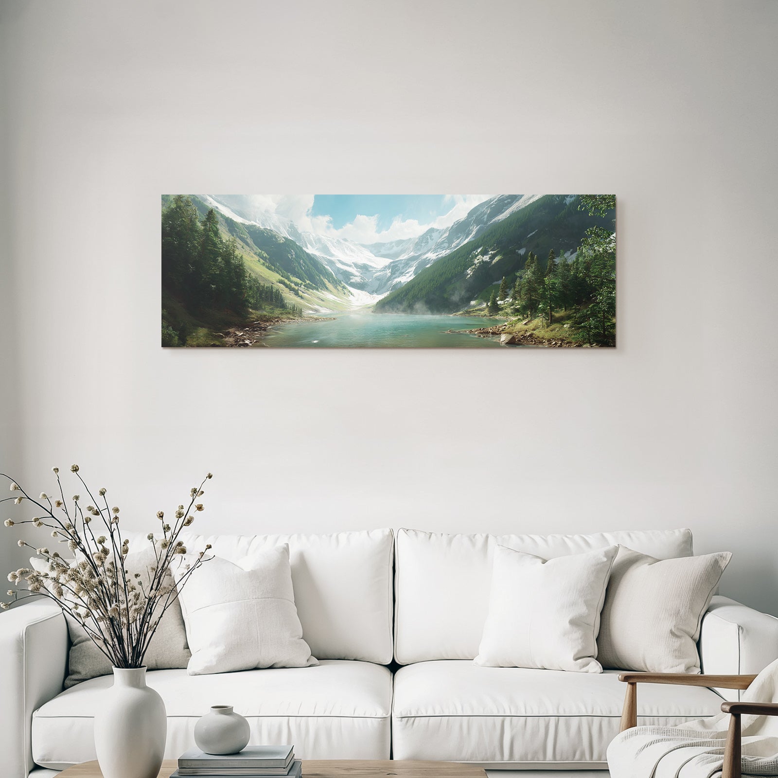 Ruhige Landschaft Mit Wasser Hügel Und Bergsichten