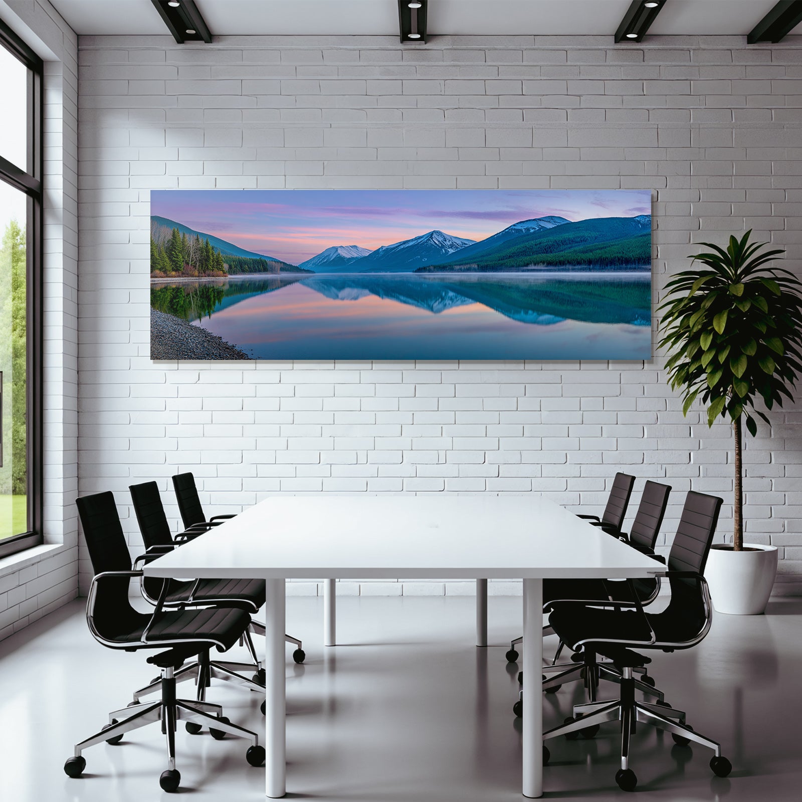 Ruhige Landschaft Spiegelung Von Bergen Und Wald Bei Sonnenaufgang Oder Sunset