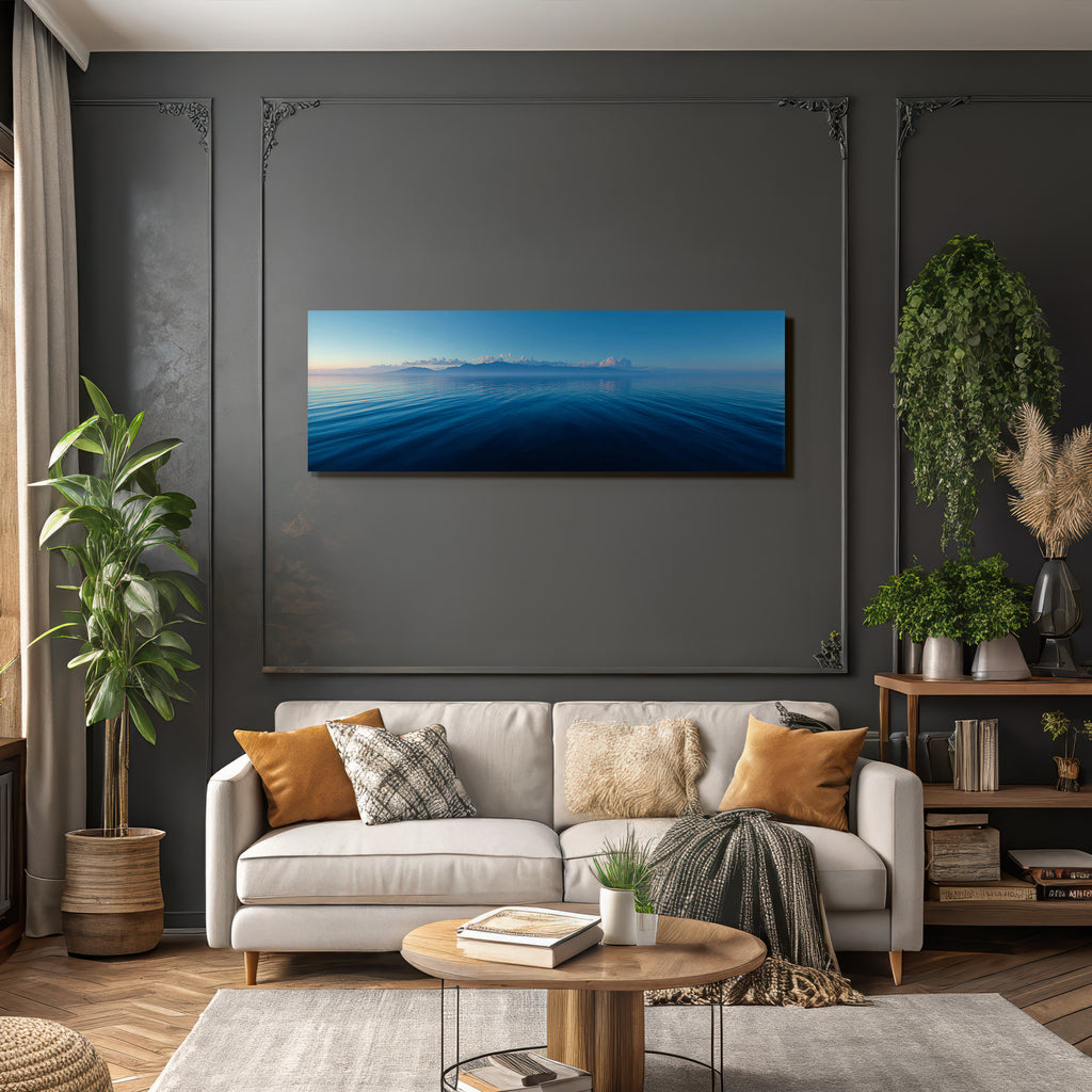 Ruhige Meerlandschaft Dawn Dusk Mit Bergen