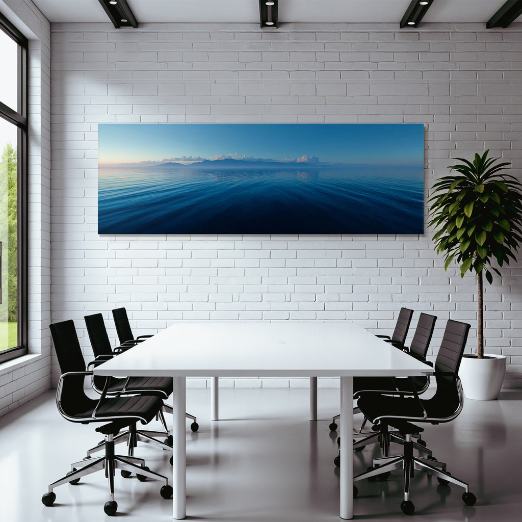Ruhige Meerlandschaft Dawn Dusk Mit Bergen