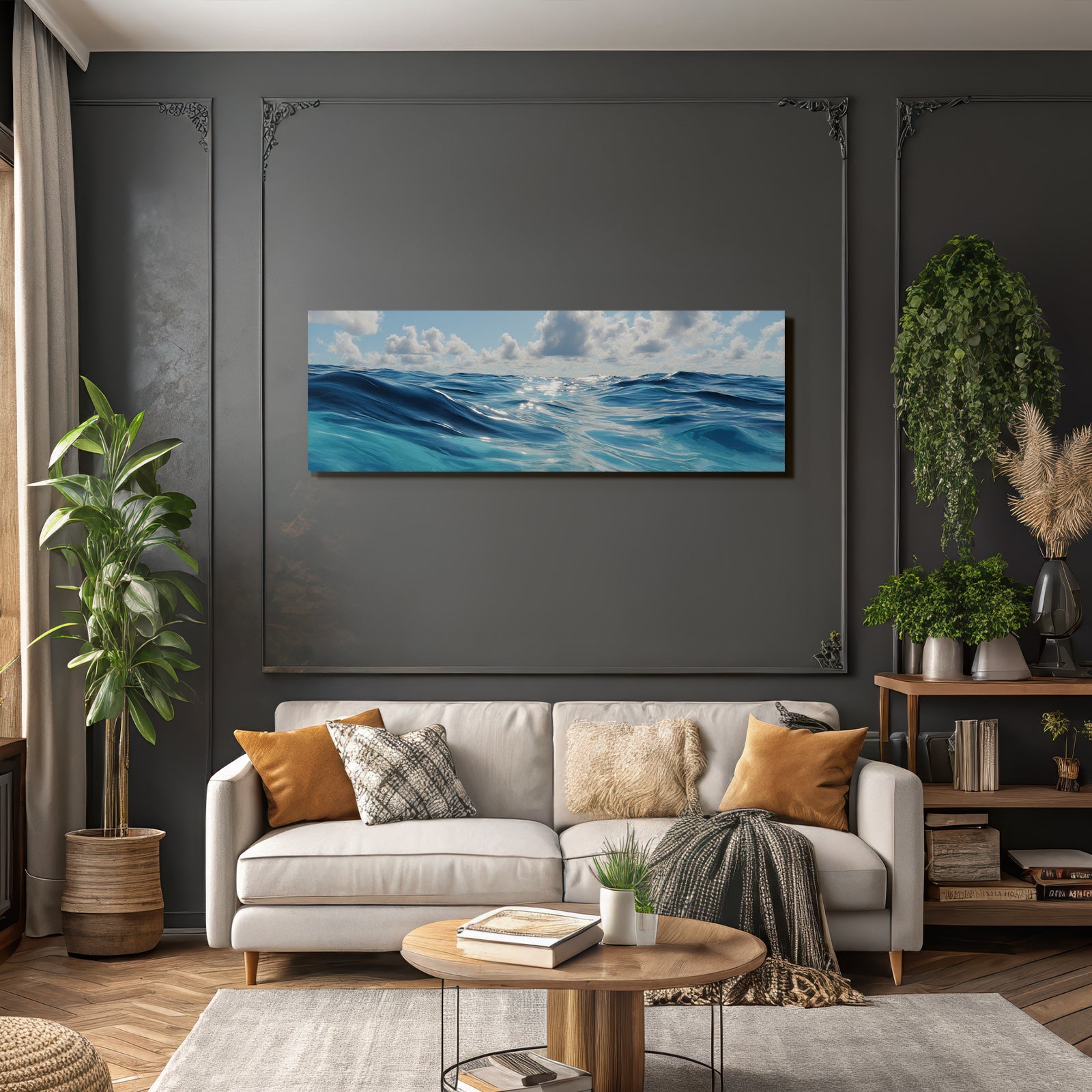Ruhige Meerlandschaft Mit Wellen Und Himmel
