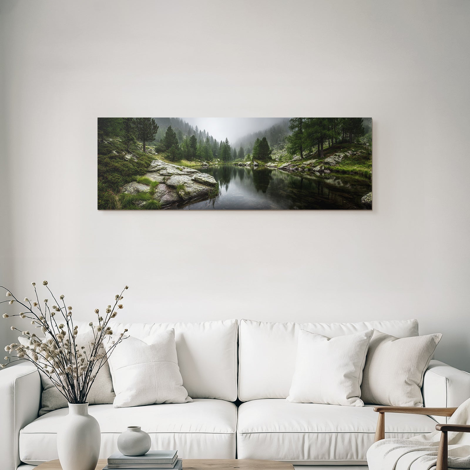 Ruhige Natur Landschaft Mit Gewässer Und Nebel