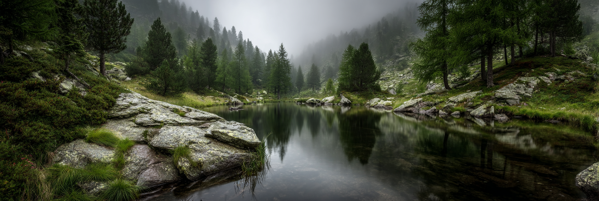 Ruhige Natur Landschaft Mit Gewässer Und Nebel | Seen und Unterwasserwelten | Landschaften