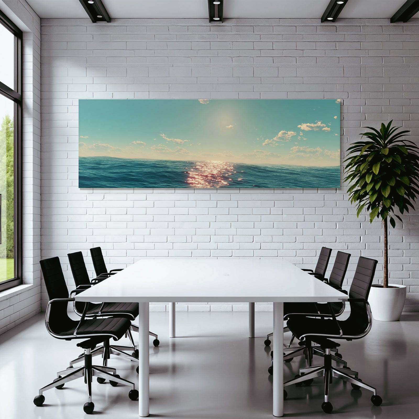 Ruhige Ozeanszene Mit Reflektierendem Wasser Unter Klaren Himmel