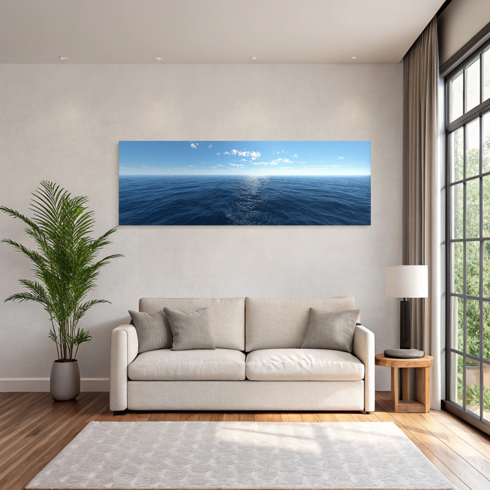 Ruhige Ozeanszene Unter Einem Klaren Blaün Himmel