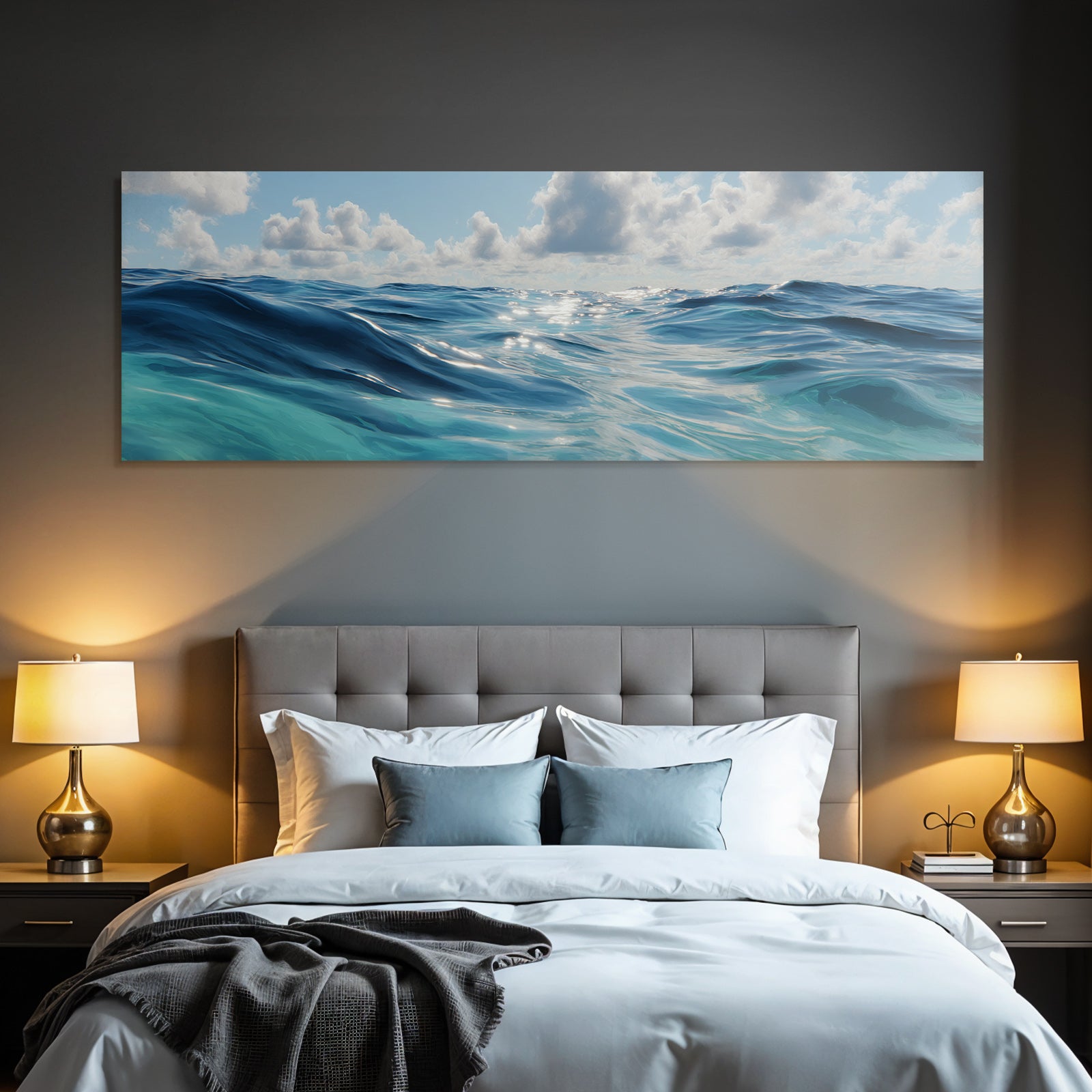 Serene Ocean Scene Mit Sanften Wellen Und Hellem Blaüm Himmel