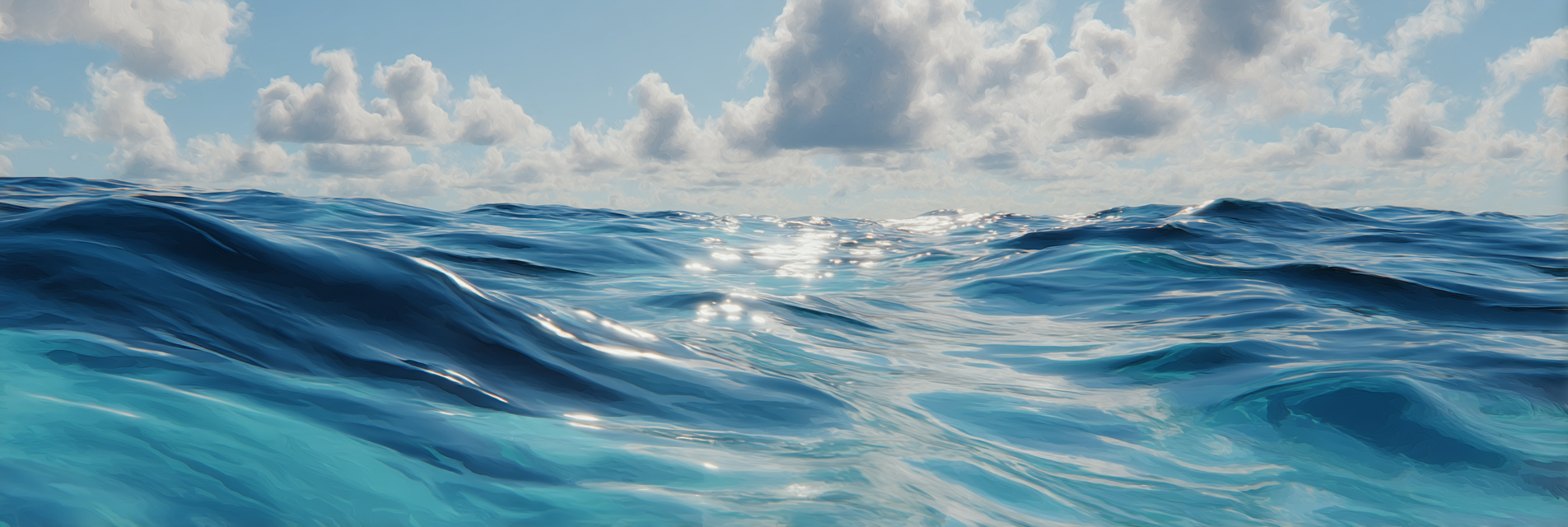 Serene Ocean Scene Mit Sanften Wellen Und Hellem Blaüm Himmel | Seen und Unterwasserwelten | Landschaften