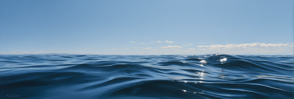 Serene Ocean View Gently Rolling Waves Clear Blue Sky Tranquility | Seen und Unterwasserwelten | Landschaften