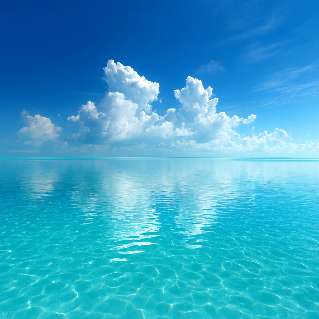 Seen Und Wasserwelten Ruhiger Ozean Blaür Himmel Weisse Wolken Szenische Landschaft | Seen und Unterwasserwelten | Landschaften