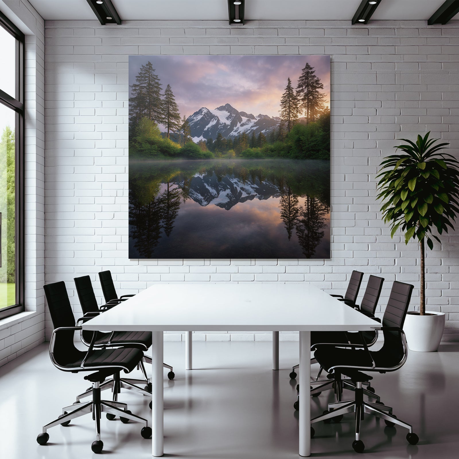Friedliche Berglanschaft Beim Sonnenaufgang Reflexion Im Wasser