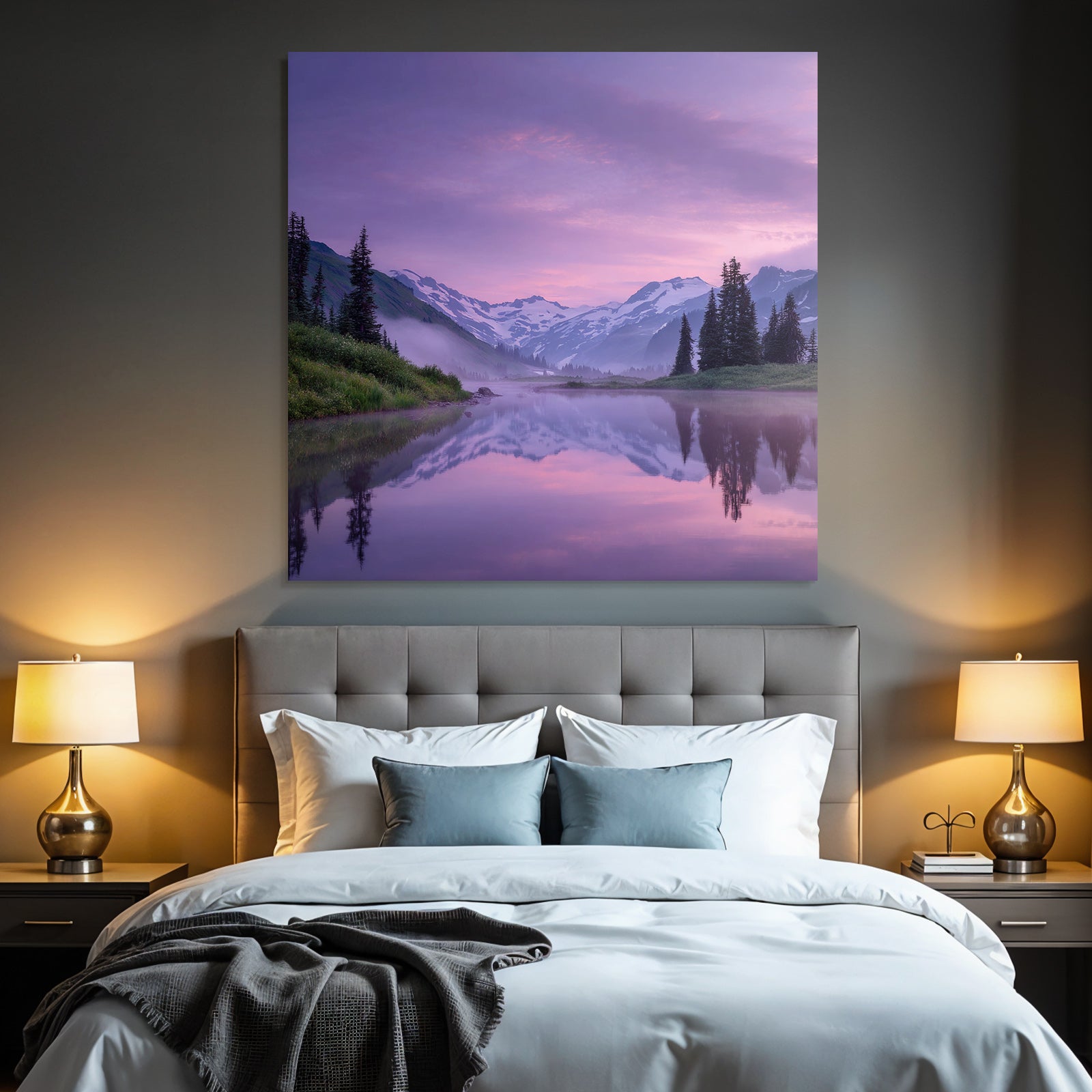 Friedliche Landschaft Mit Bergen Und See Im Hintergrund