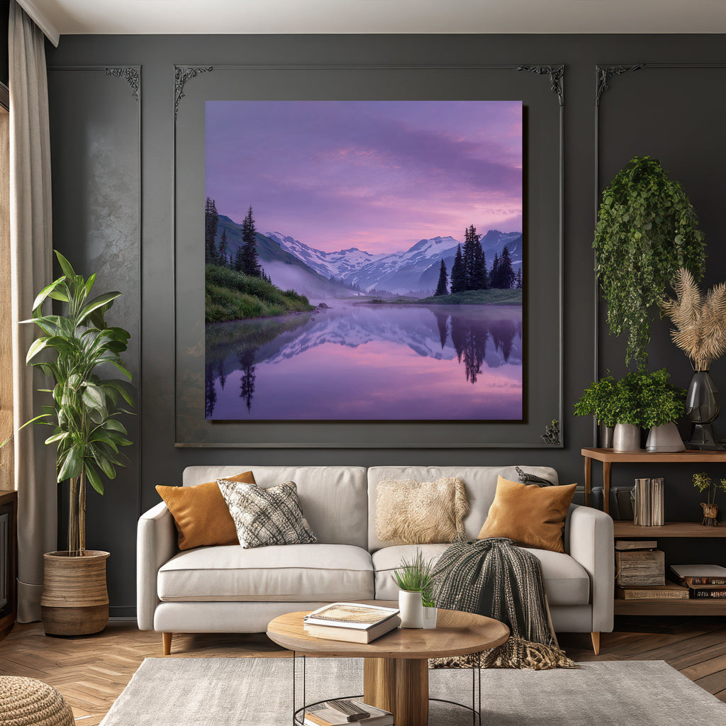 Friedliche Landschaft Mit Bergen Und See Im Hintergrund