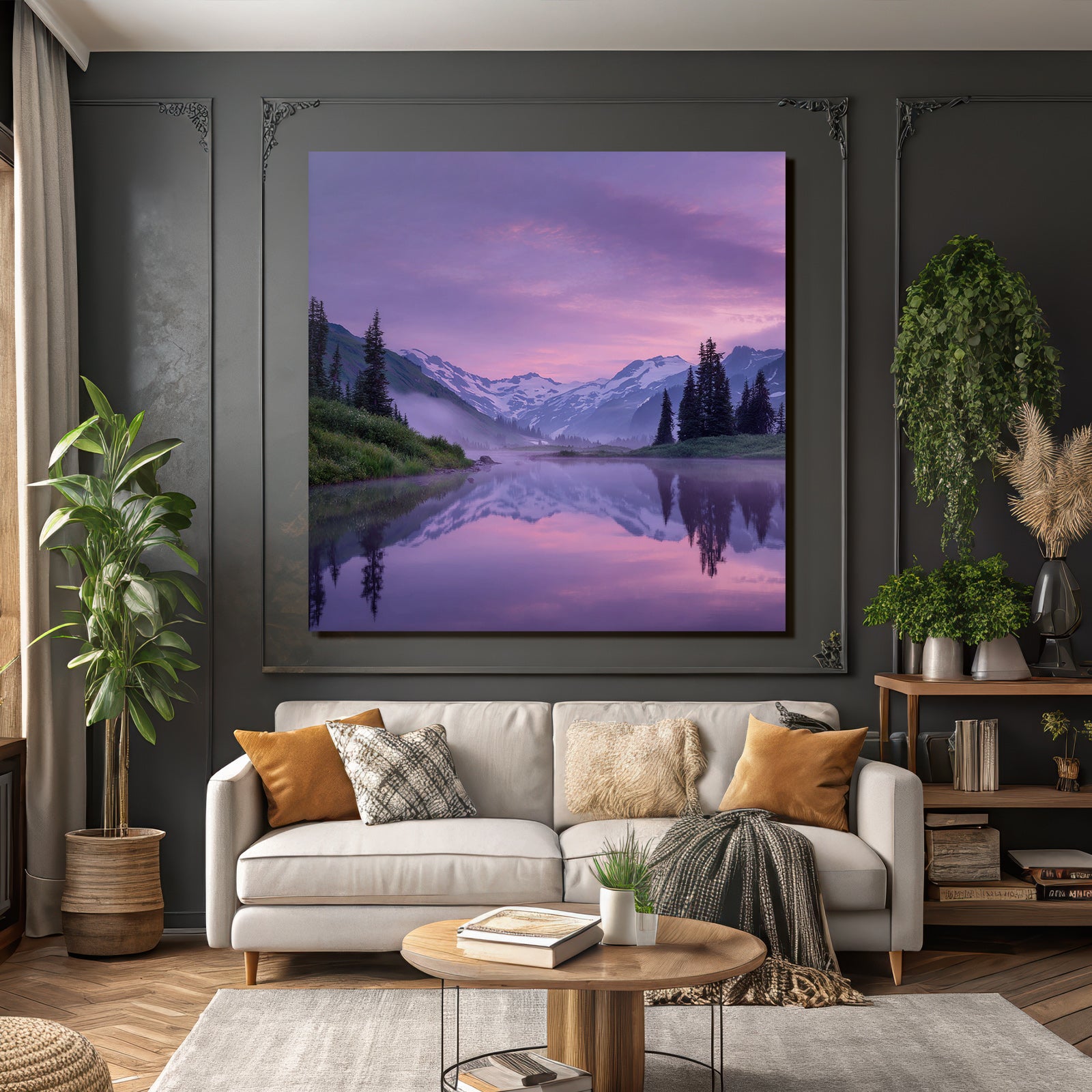 Friedliche Landschaft Mit Bergen Und See Im Hintergrund