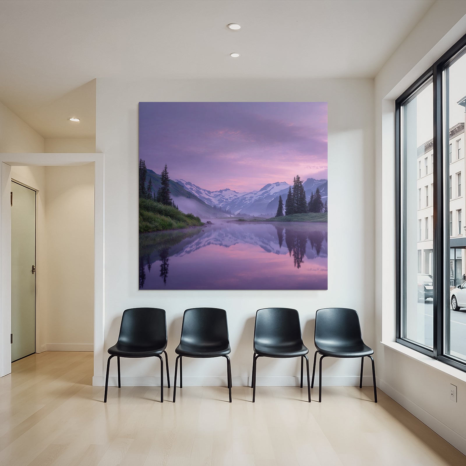 Friedliche Landschaft Mit Bergen Und See Im Hintergrund