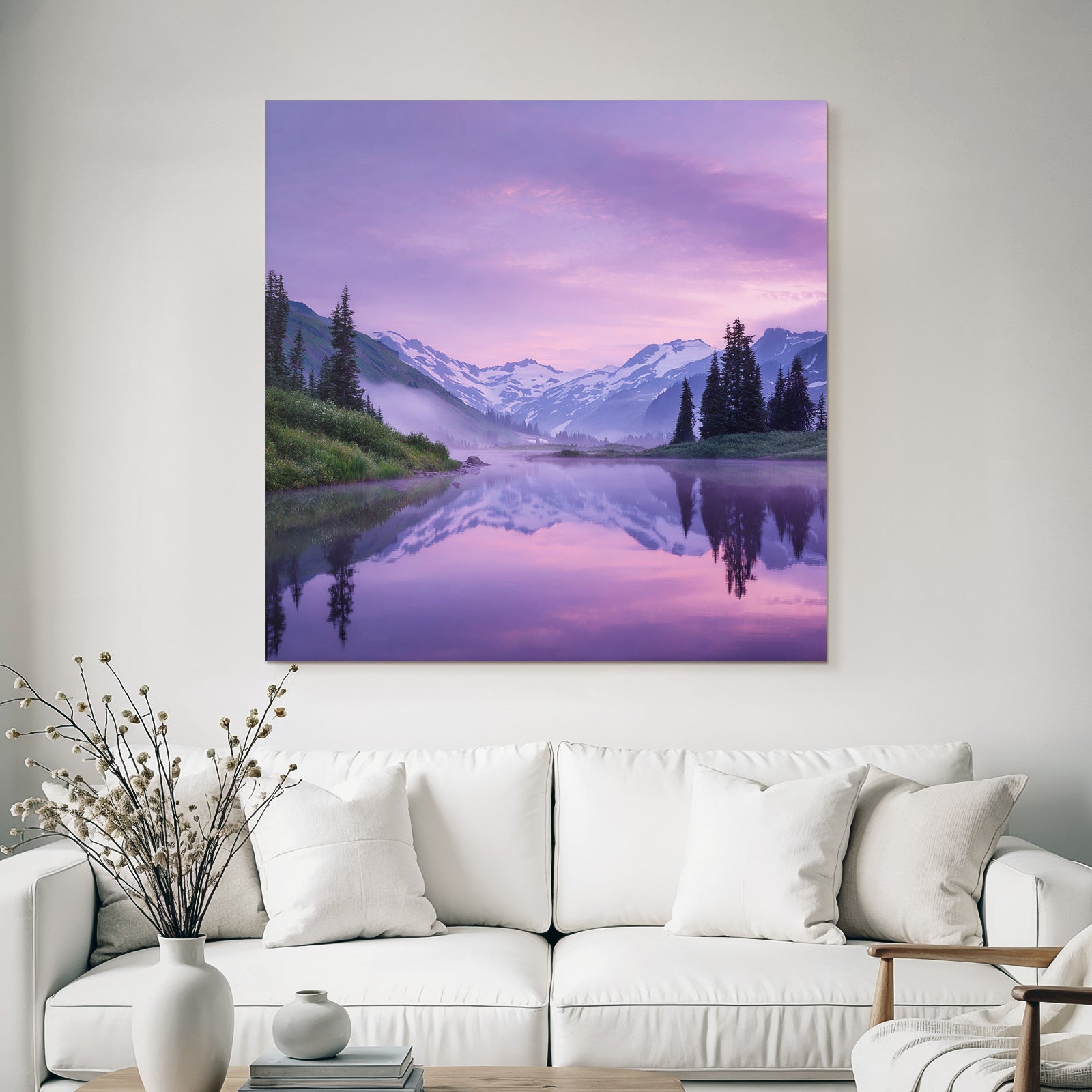 Friedliche Landschaft Mit Bergen Und See Im Hintergrund