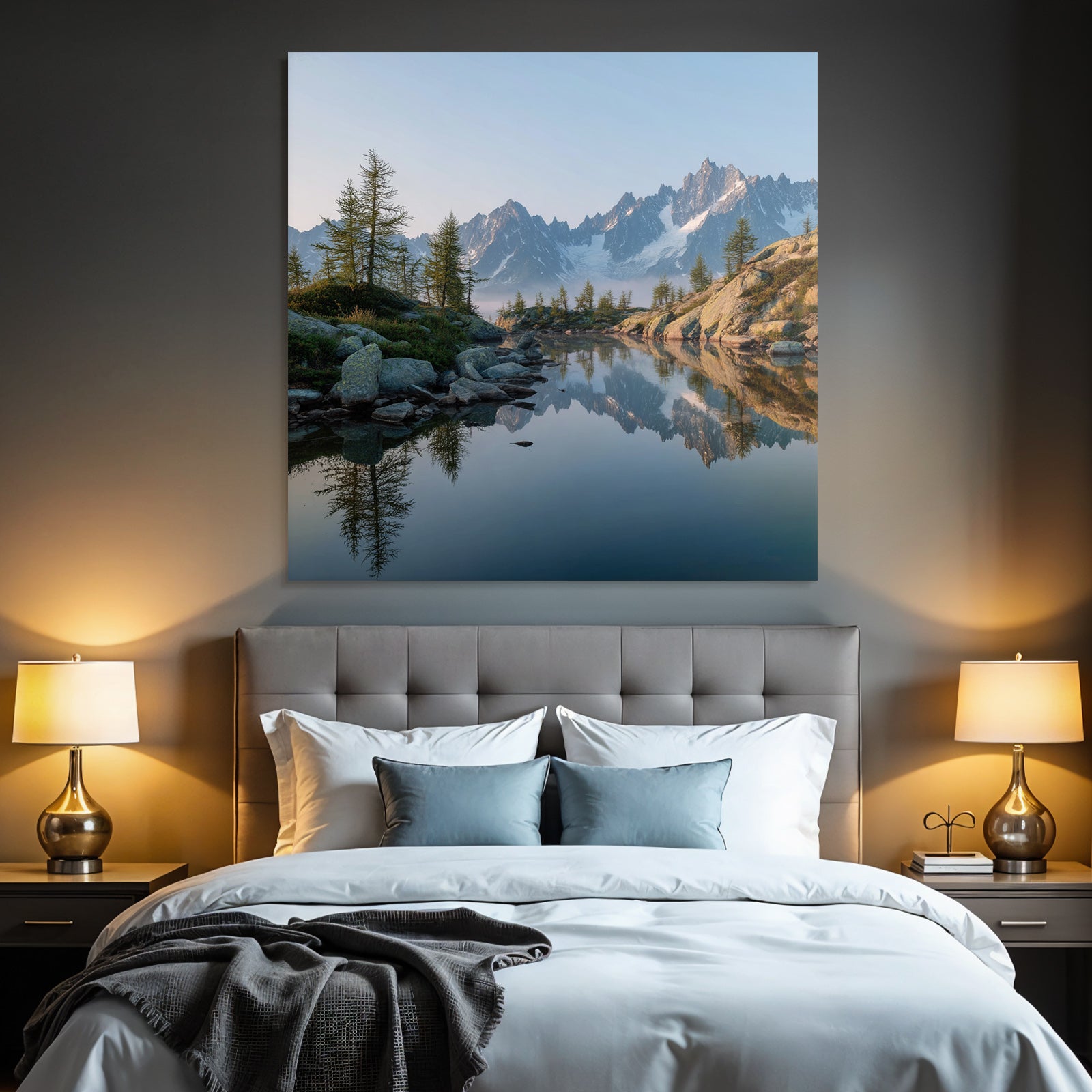 Friedliche Naturlandschaft Reflektierende Berge Und See