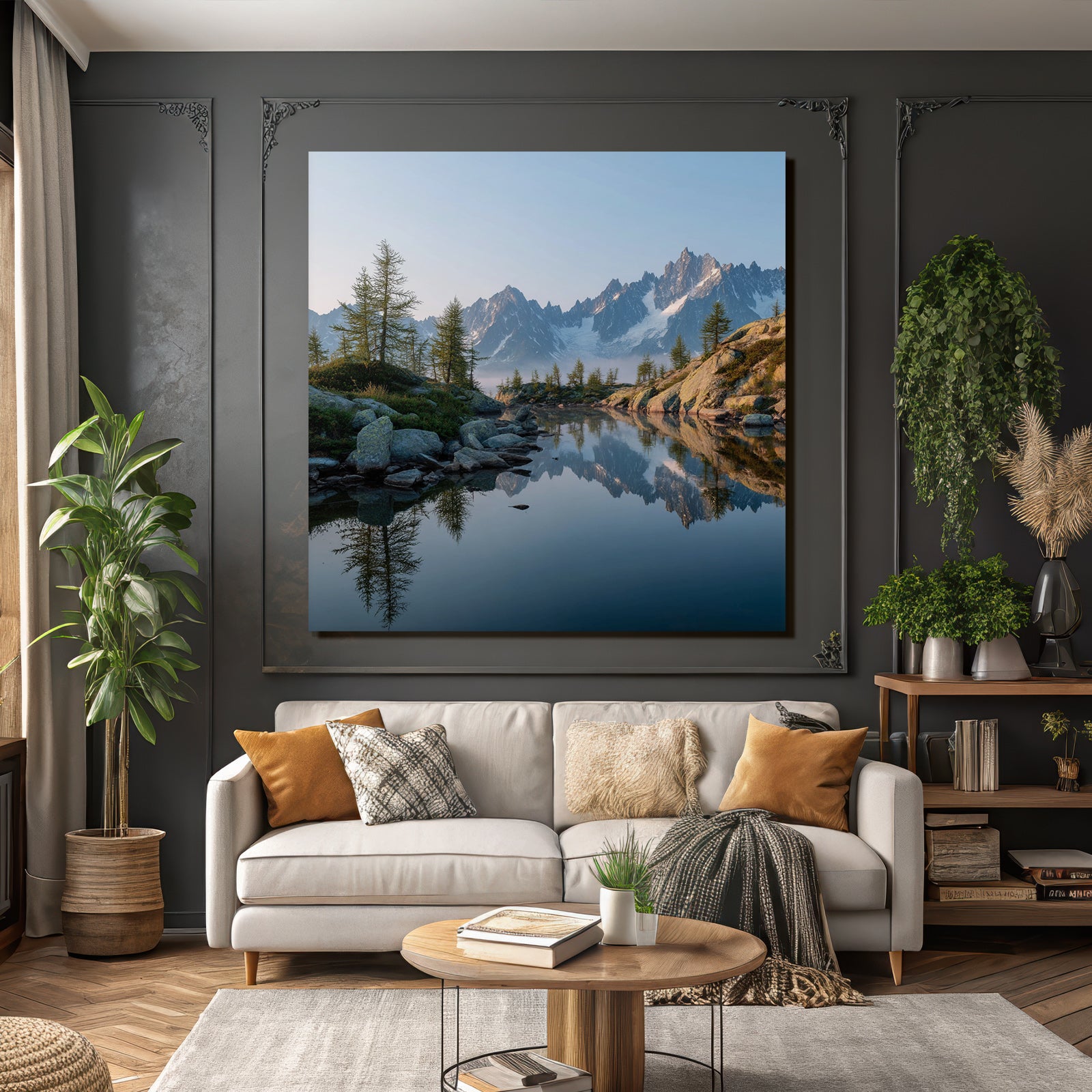 Friedliche Naturlandschaft Reflektierende Berge Und See