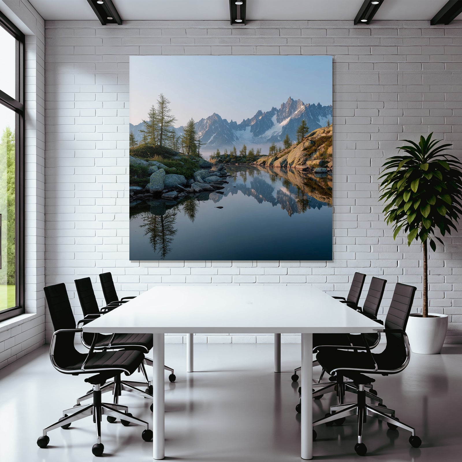 Friedliche Naturlandschaft Reflektierende Berge Und See
