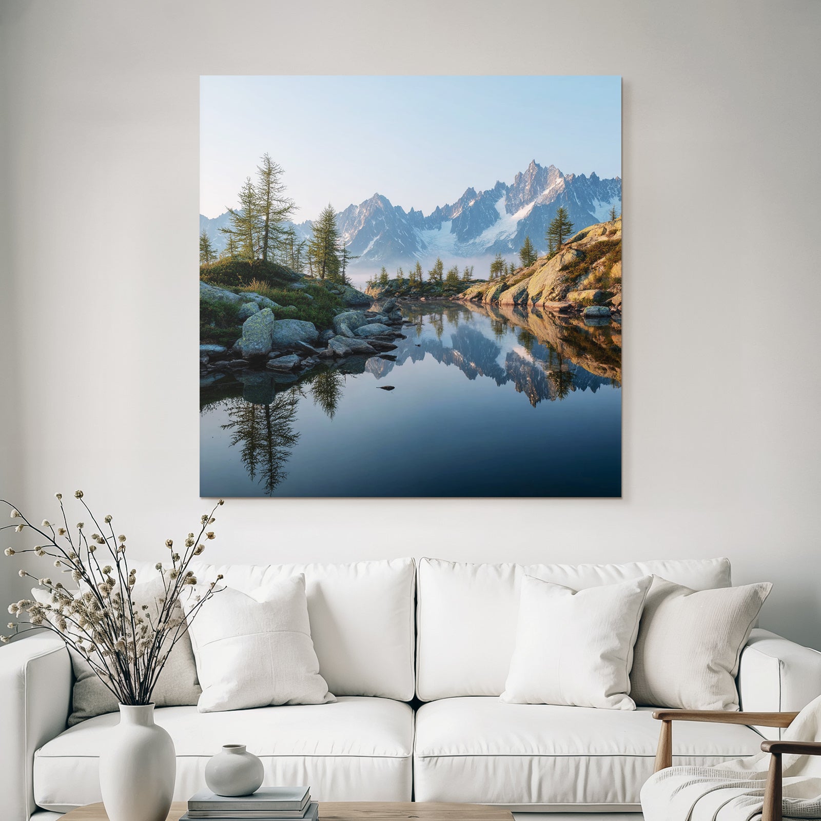 Friedliche Naturlandschaft Reflektierende Berge Und See