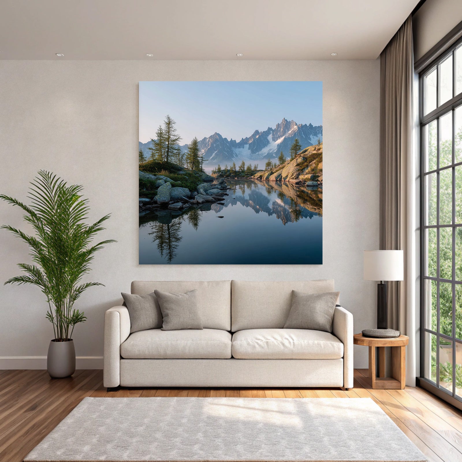 Friedliche Naturlandschaft Reflektierende Berge Und See