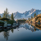 Friedliche Naturlandschaft Reflektierende Berge Und See | Seen und Unterwasserwelten | Landschaften