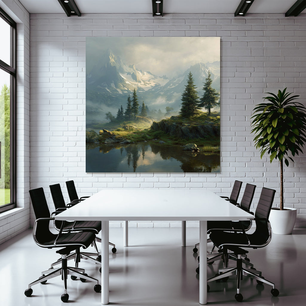 Majestätische Berglanschaft Mit Reflektierendem Wasser Und Dichter Grün Ruhe