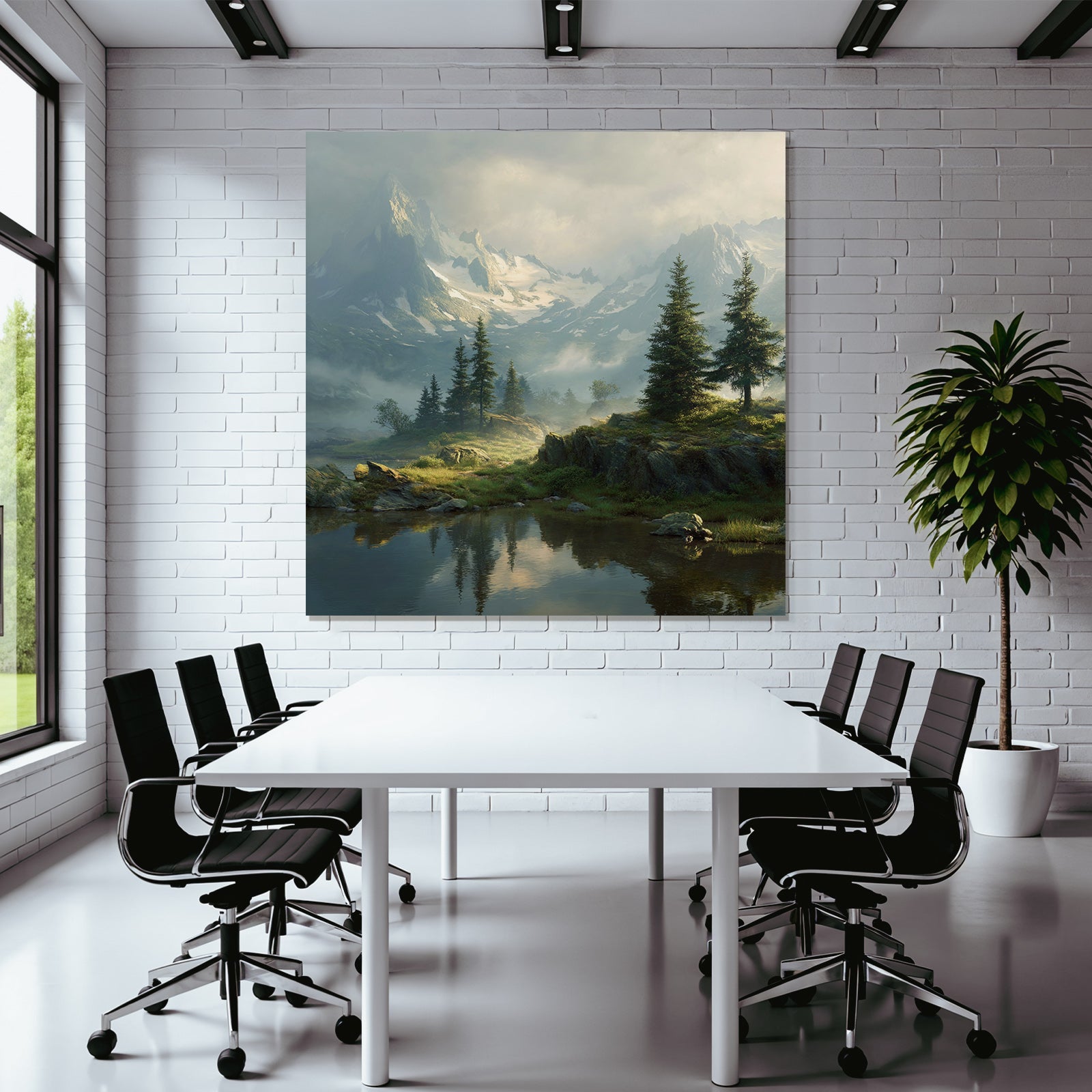 Majestätische Berglanschaft Mit Reflektierendem Wasser Und Dichter Grün Ruhe