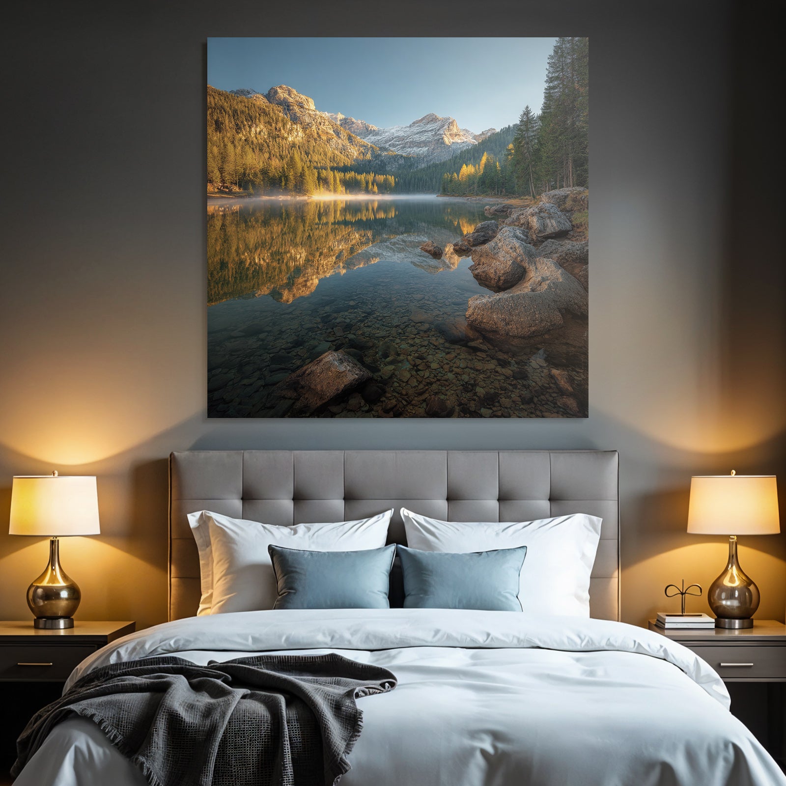 Ruhe Obersee Mit Bergen Und Wald Im Morgenlicht