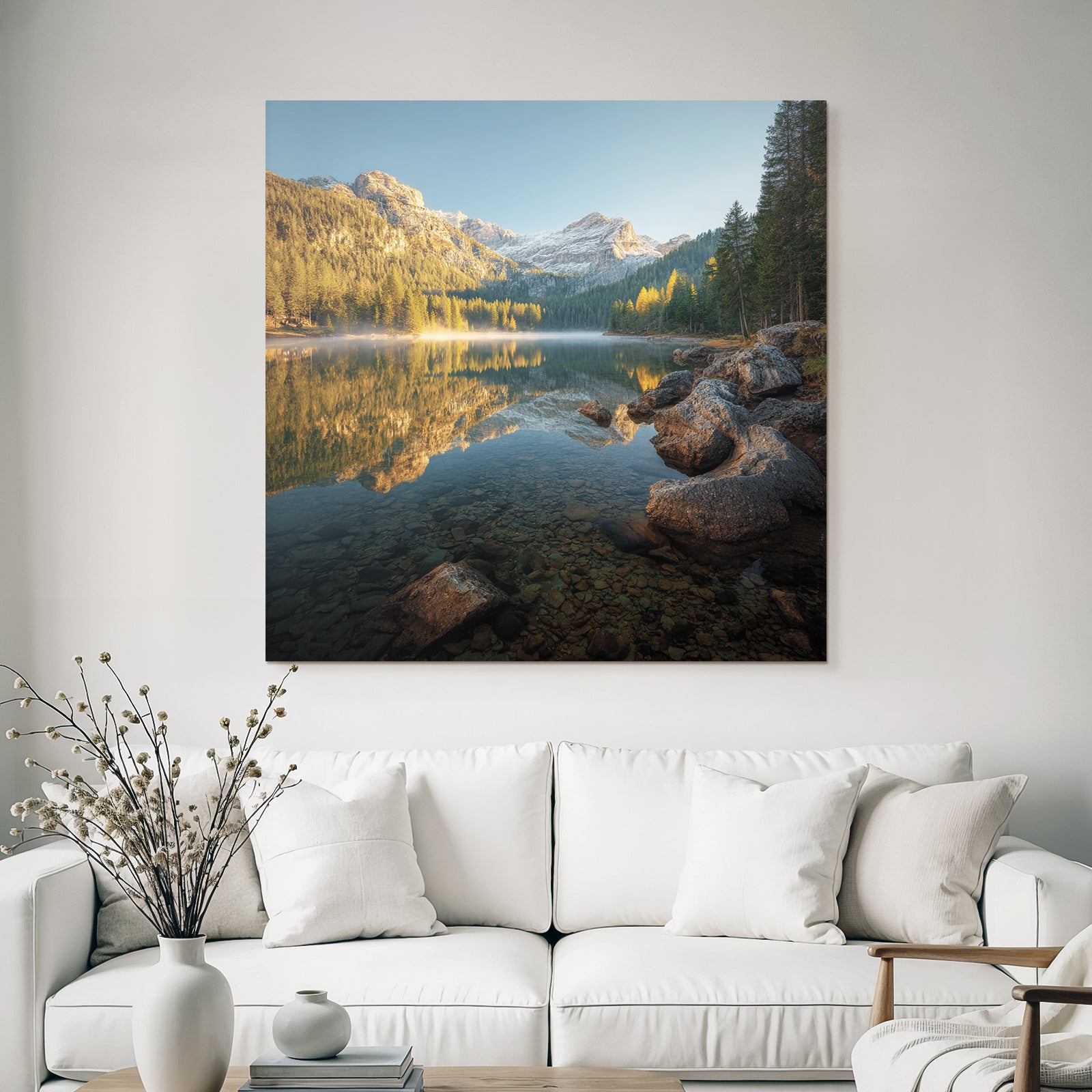 Ruhe Obersee Mit Bergen Und Wald Im Morgenlicht
