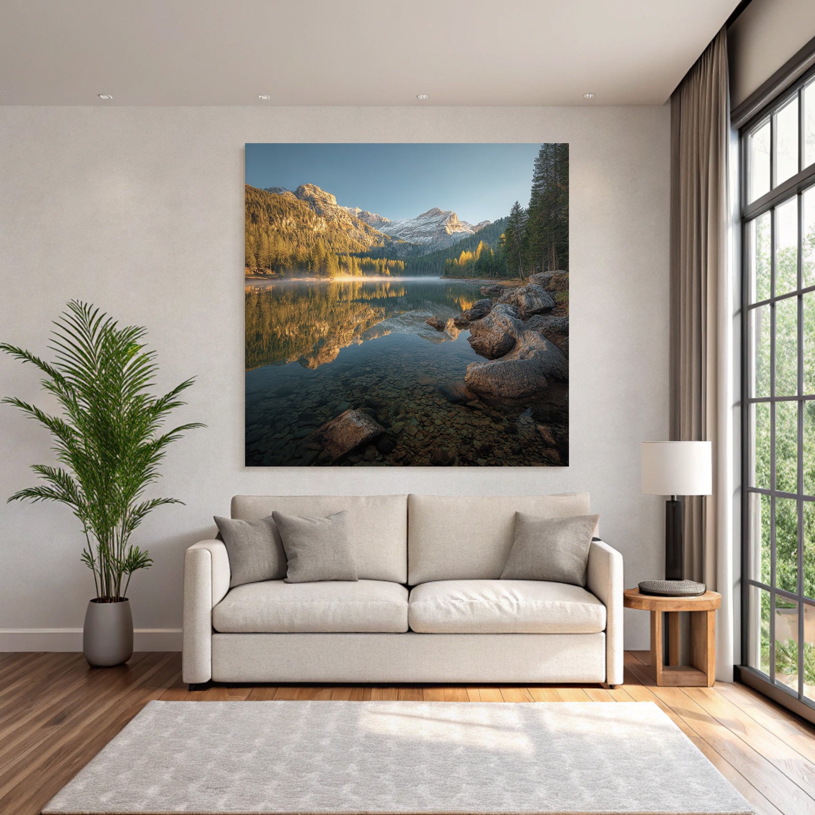 Ruhe Obersee Mit Bergen Und Wald Im Morgenlicht