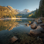 Ruhe Obersee Mit Bergen Und Wald Im Morgenlicht | Seen und Unterwasserwelten | Landschaften