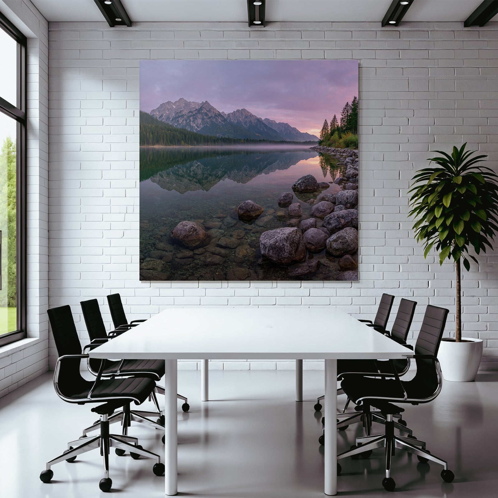 Ruhige Landschaft Mit Bergen Im Spiegel See Bei Dämmerung