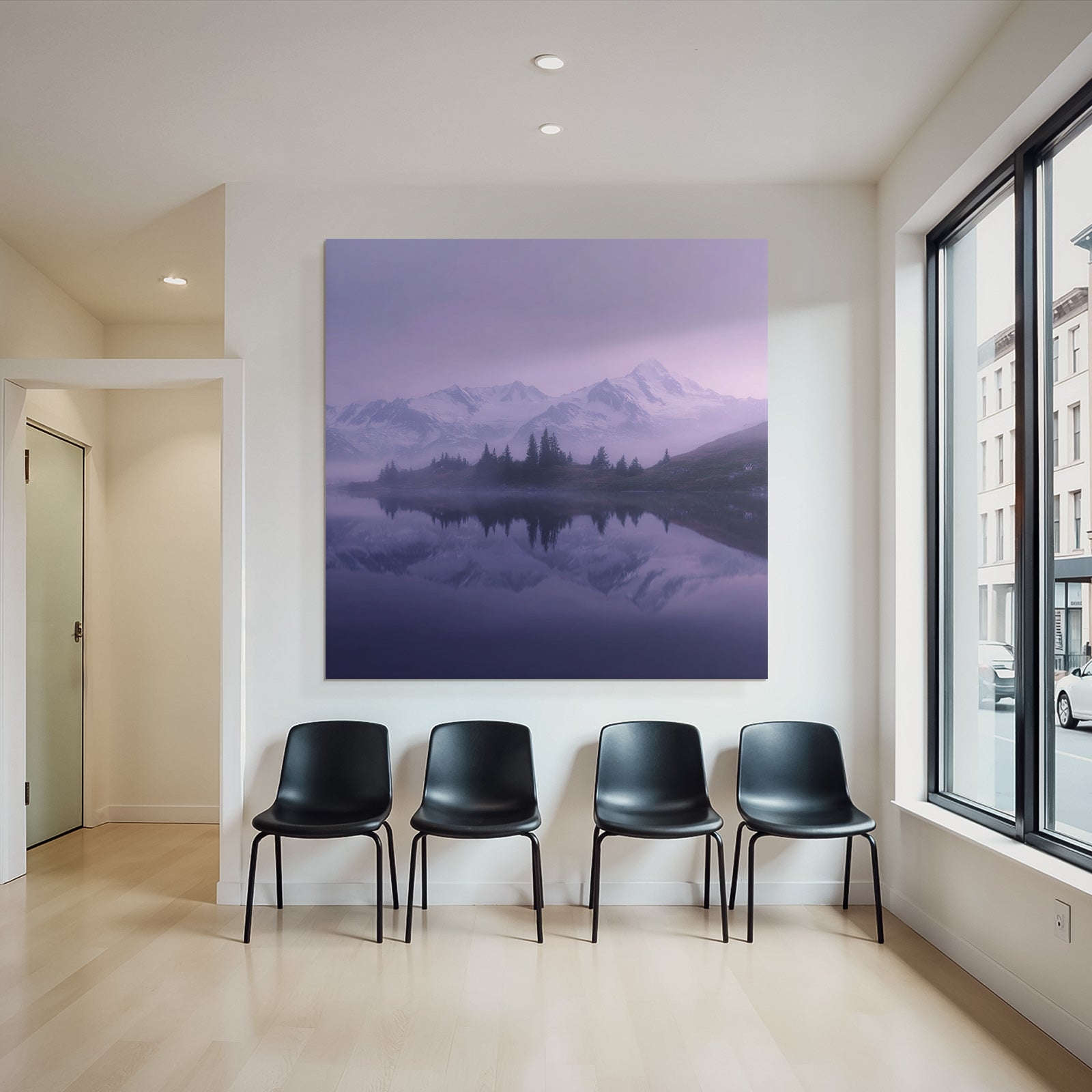 Ruhige Landschaft Mit Mountains Und Wasser Mit Nebel