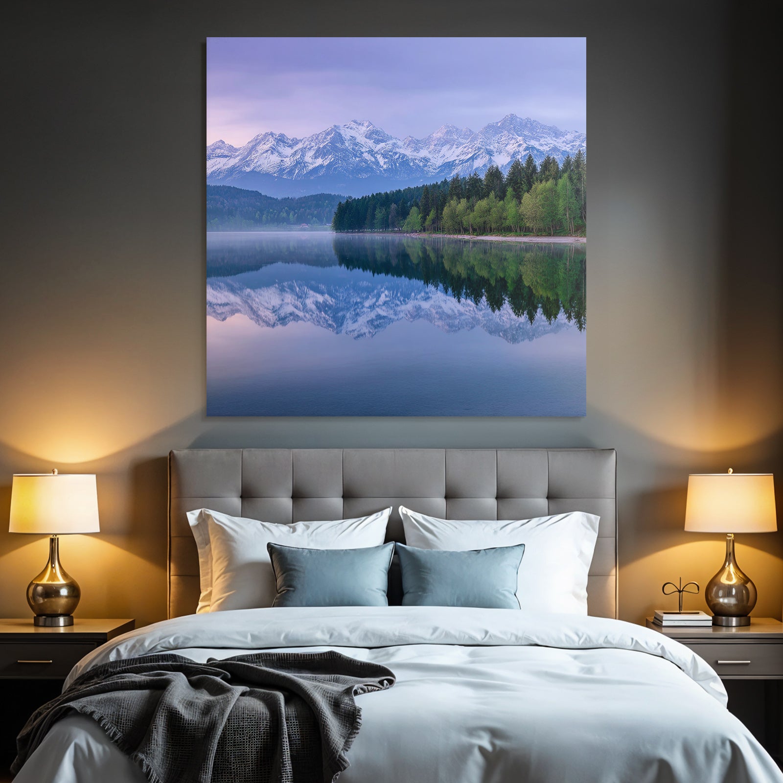Ruhige Landschaft Spiegelung Im See Mit Bergen Und Wald