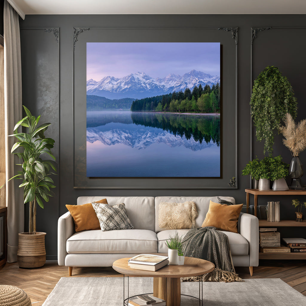 Ruhige Landschaft Spiegelung Im See Mit Bergen Und Wald