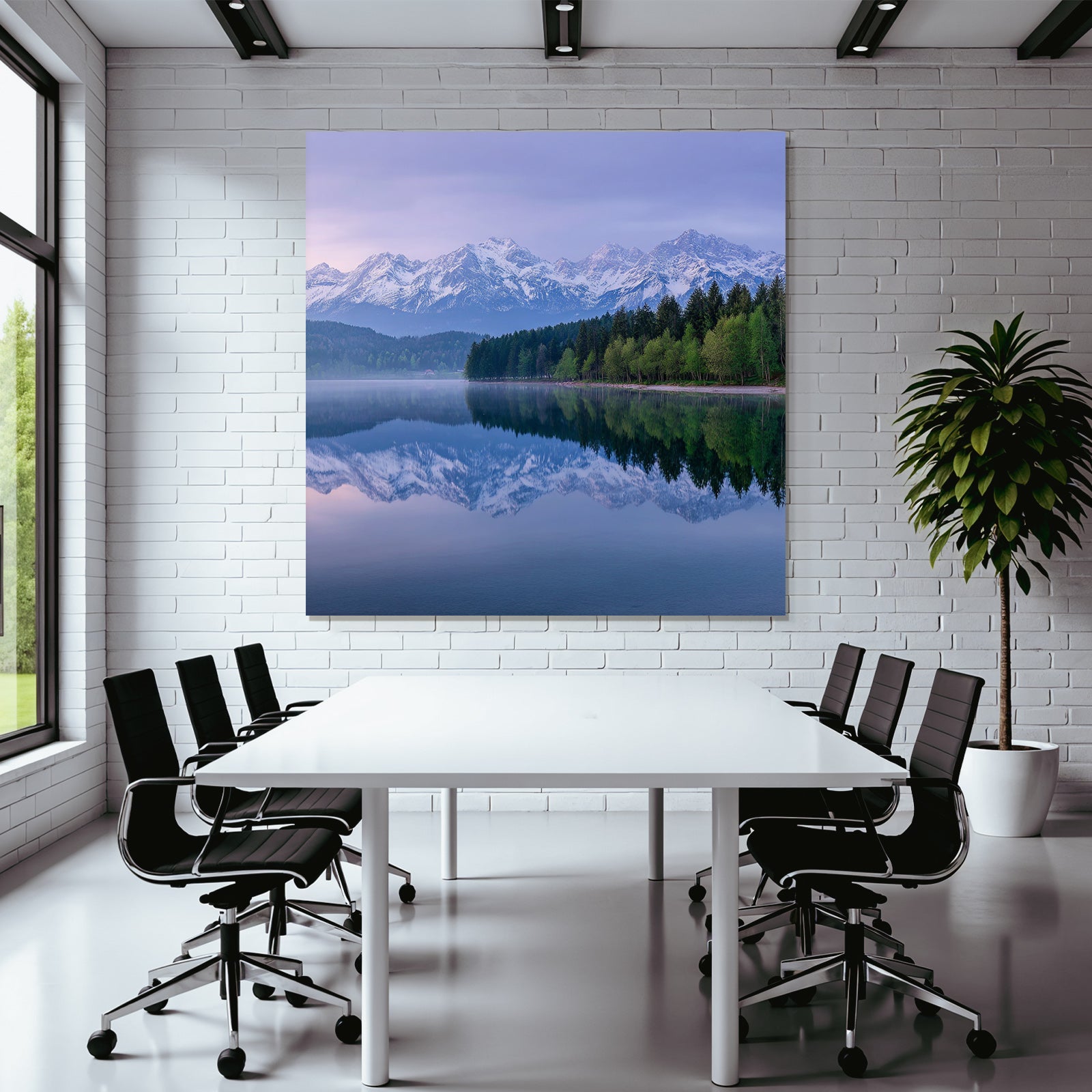 Ruhige Landschaft Spiegelung Im See Mit Bergen Und Wald