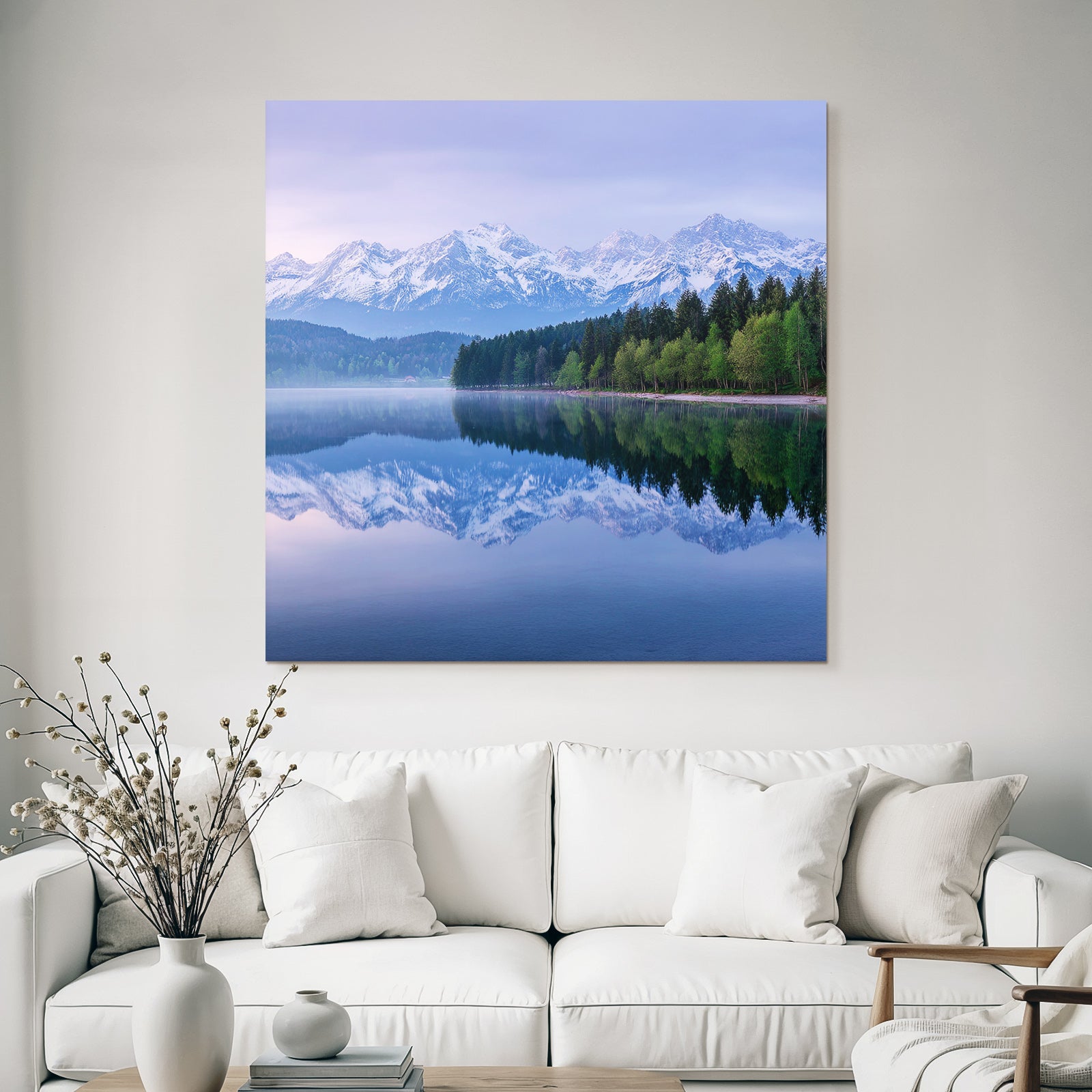 Ruhige Landschaft Spiegelung Im See Mit Bergen Und Wald