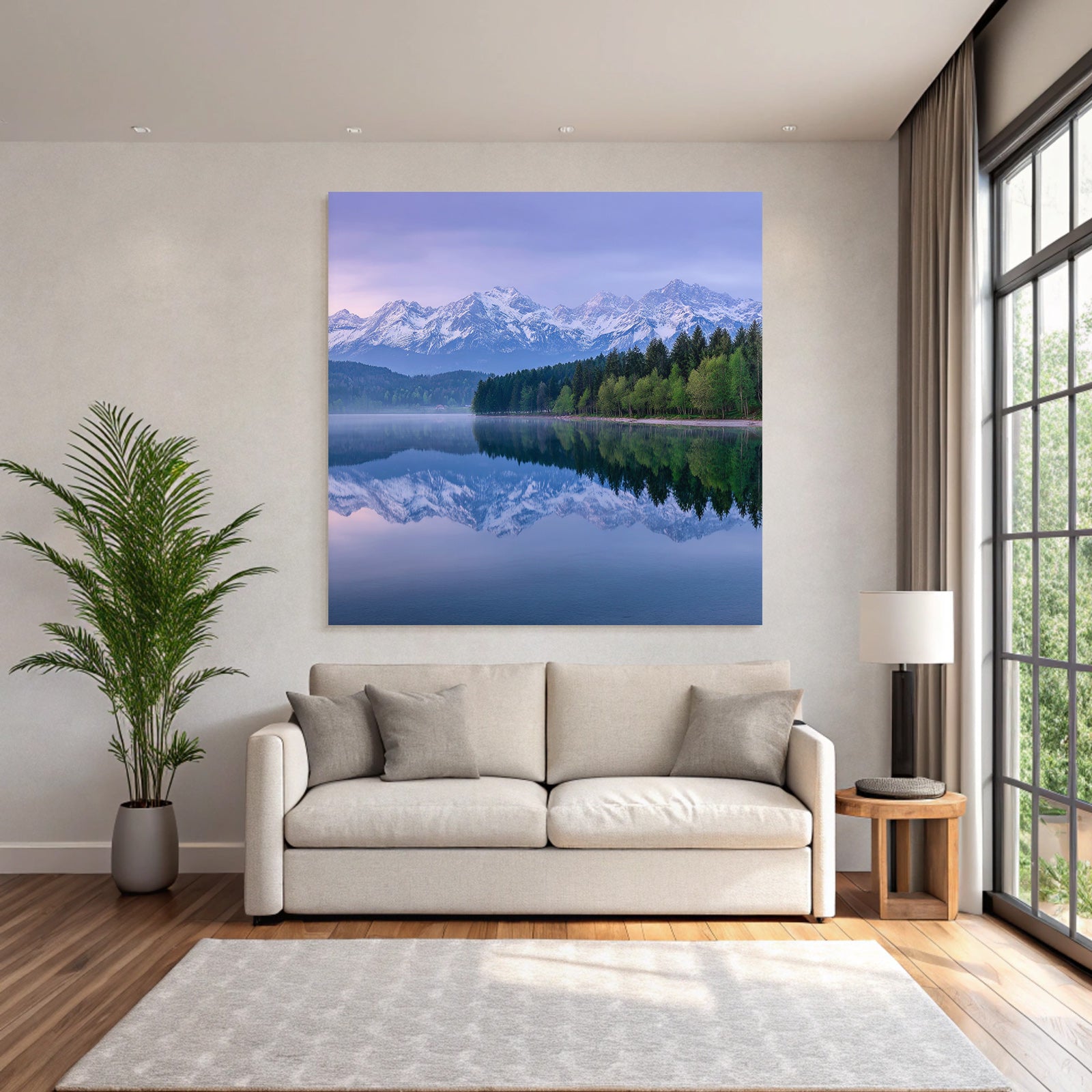 Ruhige Landschaft Spiegelung Im See Mit Bergen Und Wald