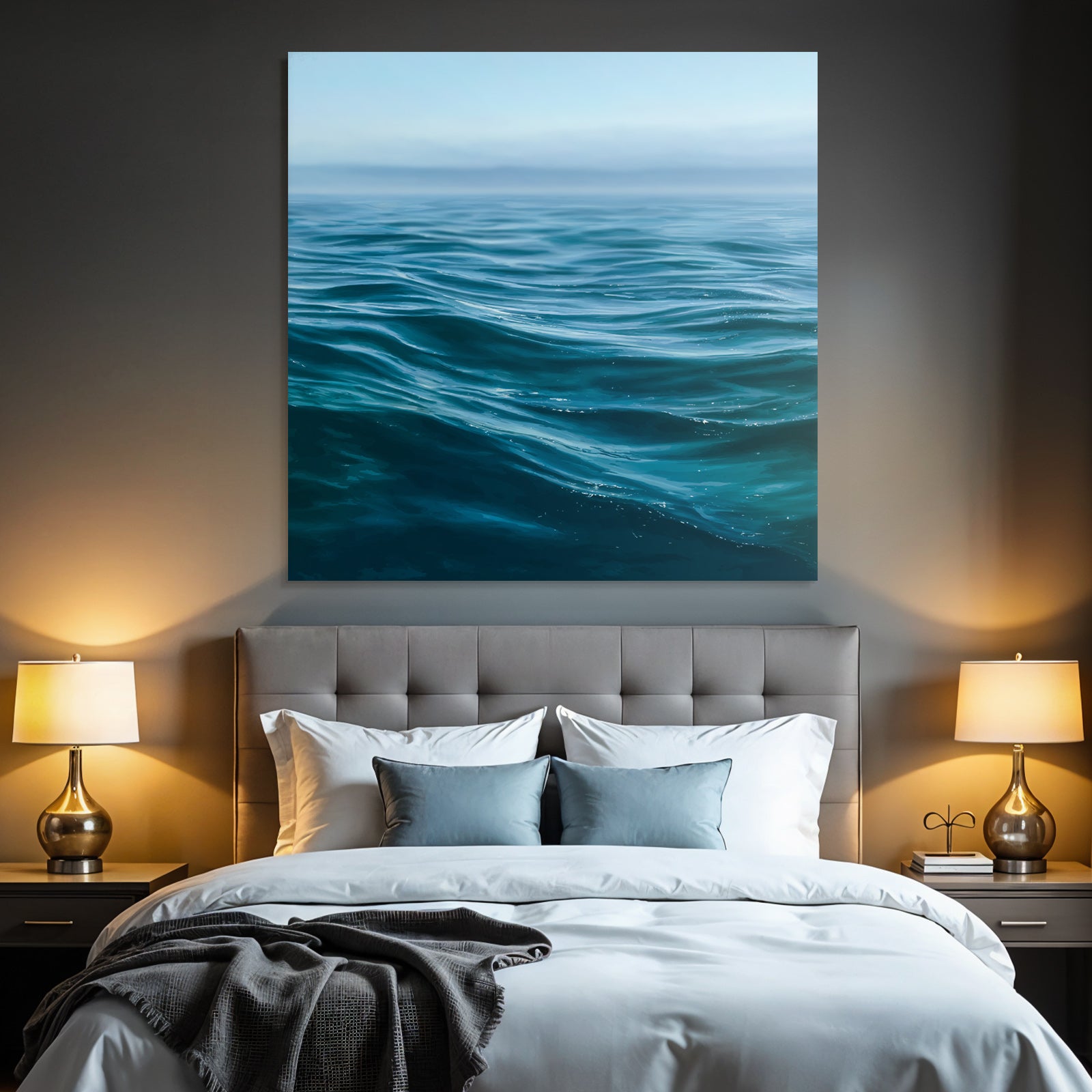 Ruhige Meer Wellen Blau Reflektionen Horizont Klare Himmelsatmosphäre
