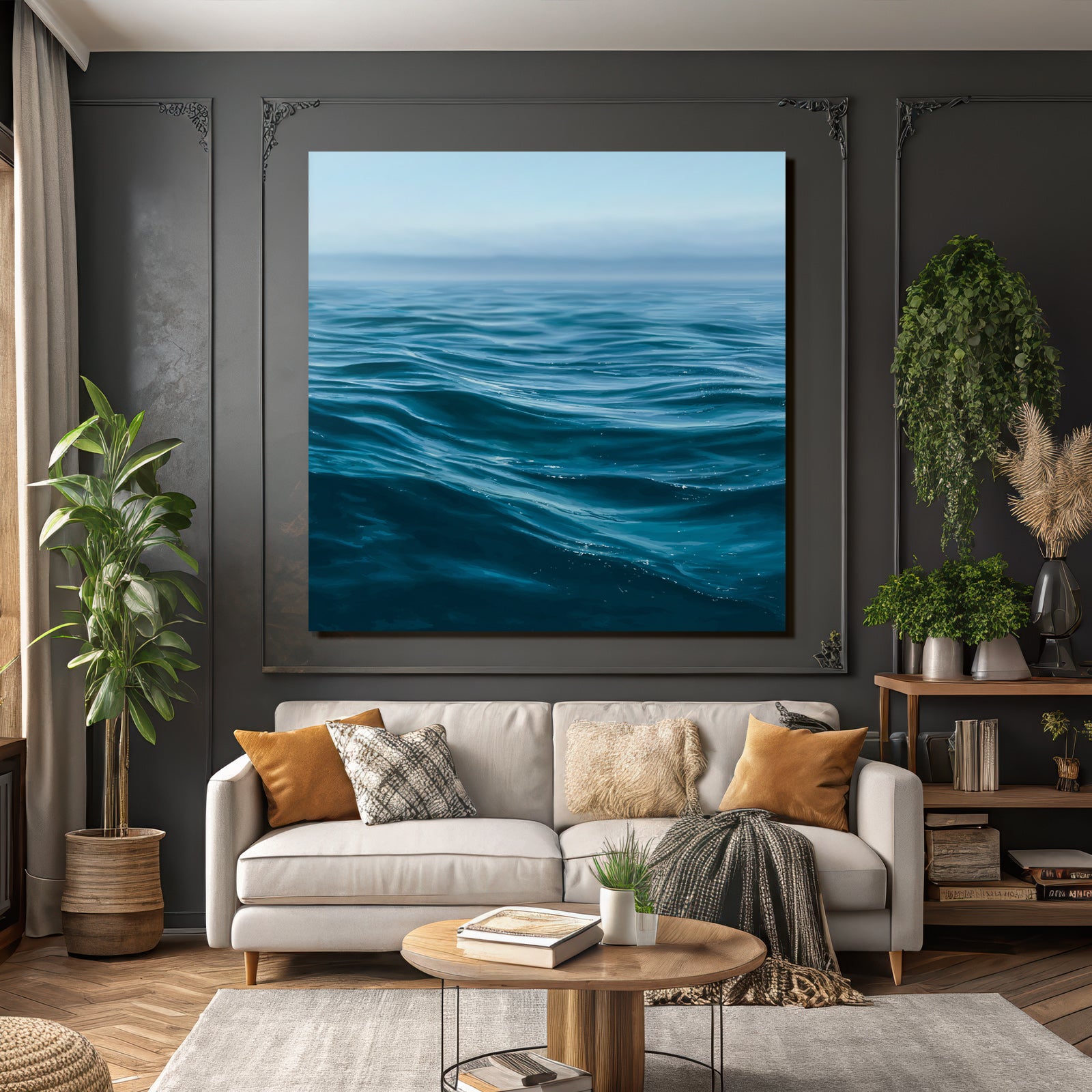 Ruhige Meer Wellen Blau Reflektionen Horizont Klare Himmelsatmosphäre
