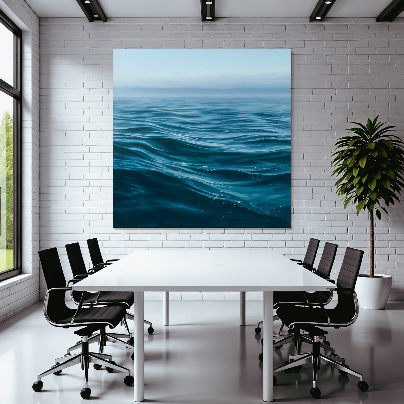 Ruhige Meer Wellen Blau Reflektionen Horizont Klare Himmelsatmosphäre