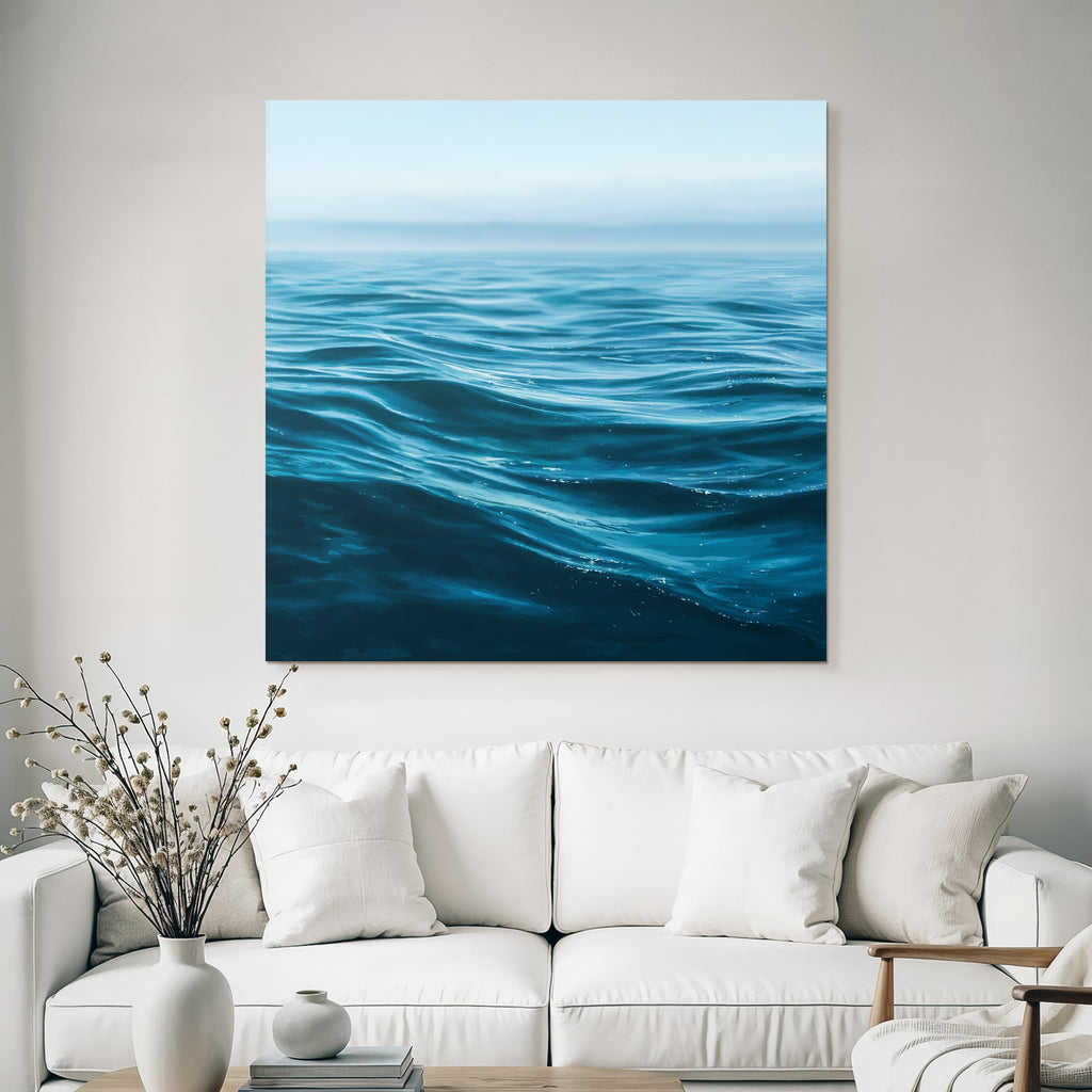 Ruhige Meer Wellen Blau Reflektionen Horizont Klare Himmelsatmosphäre