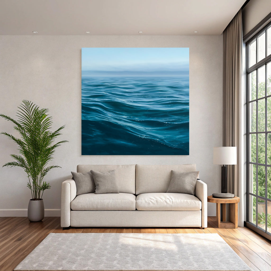 Ruhige Meer Wellen Blau Reflektionen Horizont Klare Himmelsatmosphäre