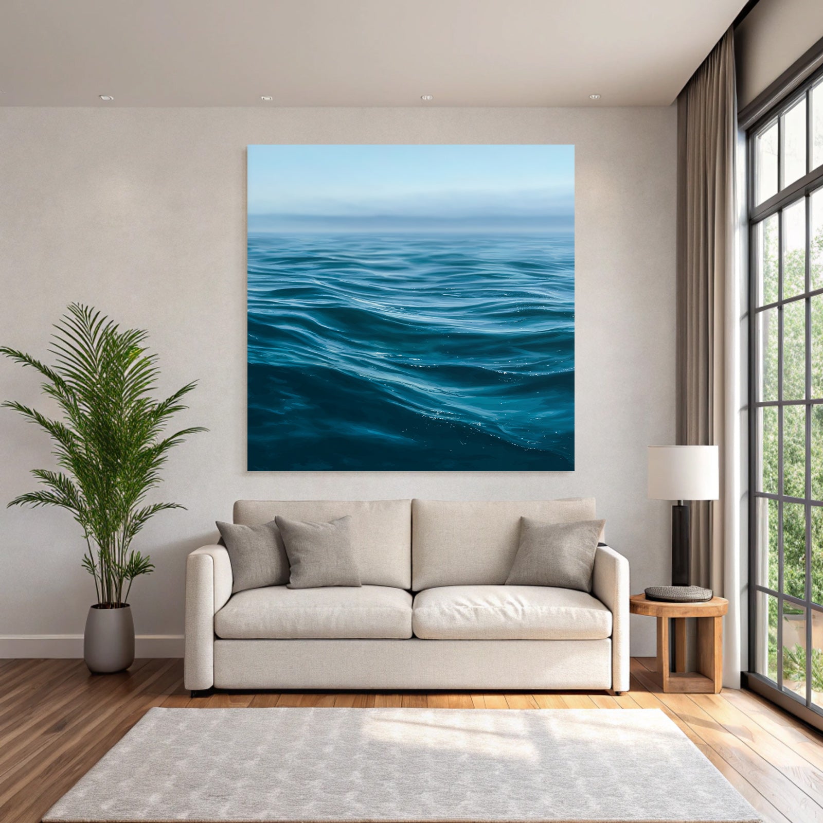 Ruhige Meer Wellen Blau Reflektionen Horizont Klare Himmelsatmosphäre