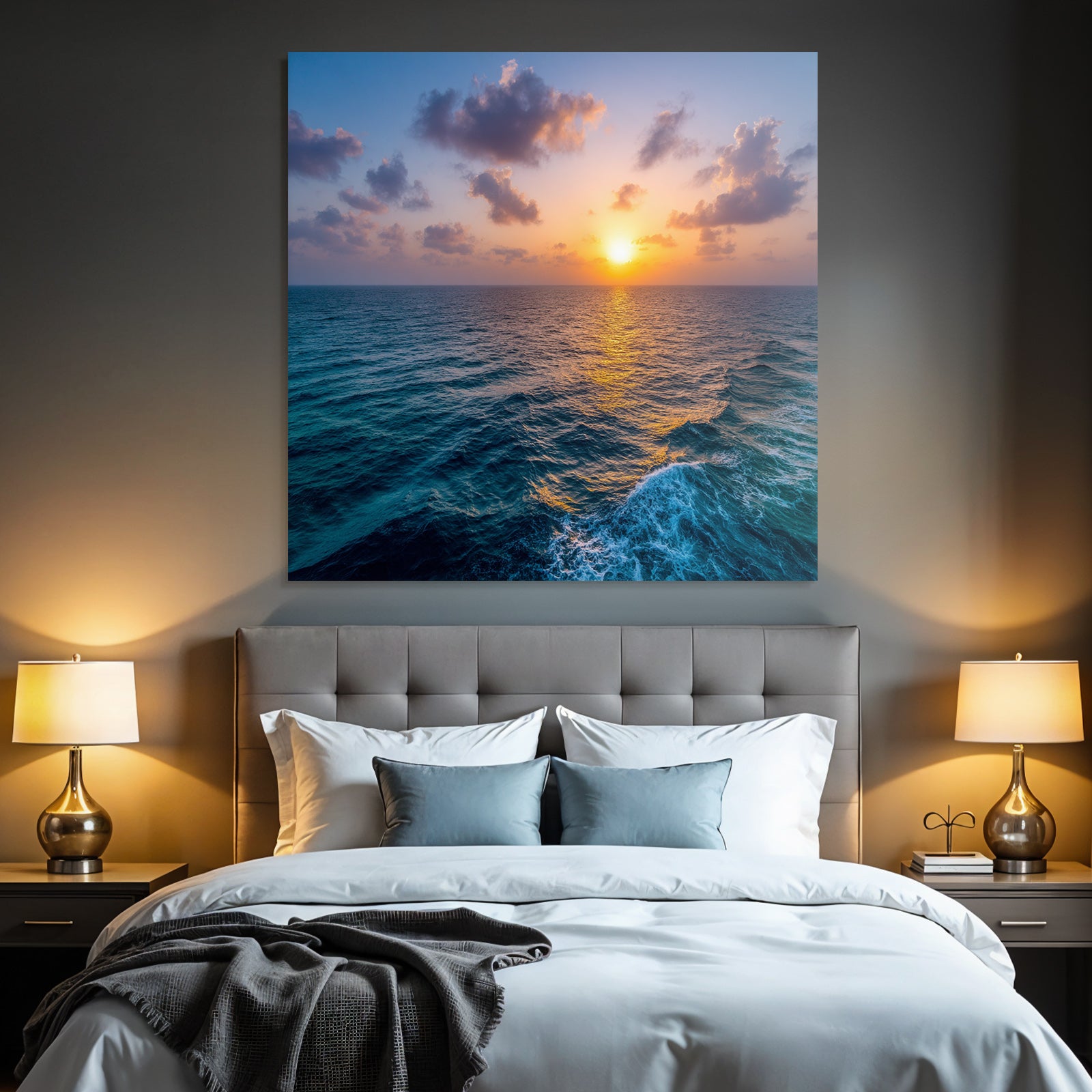 Ruhige Ozeanansicht Zum Sunset Mit Warmen Farben