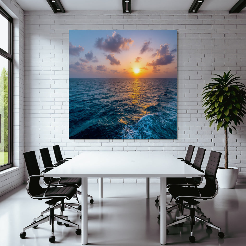 Ruhige Ozeanansicht Zum Sunset Mit Warmen Farben