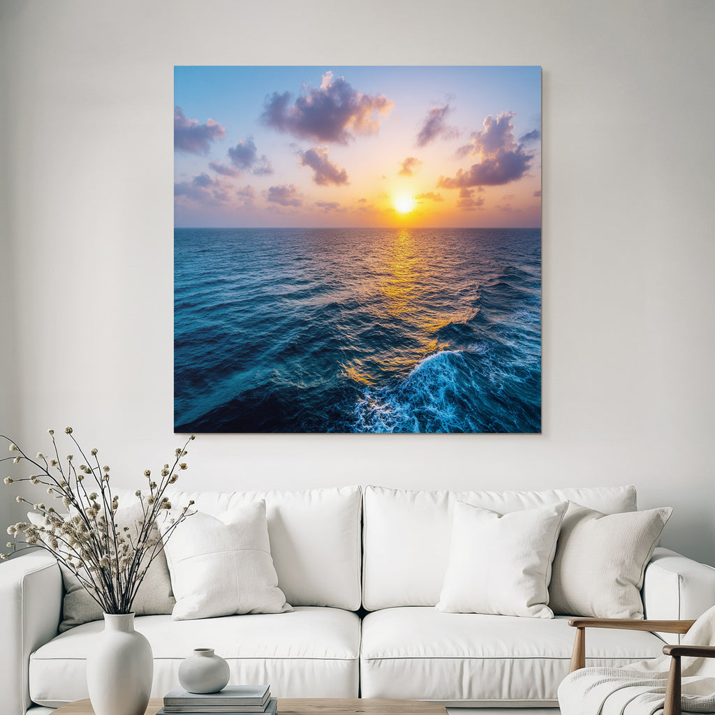 Ruhige Ozeanansicht Zum Sunset Mit Warmen Farben